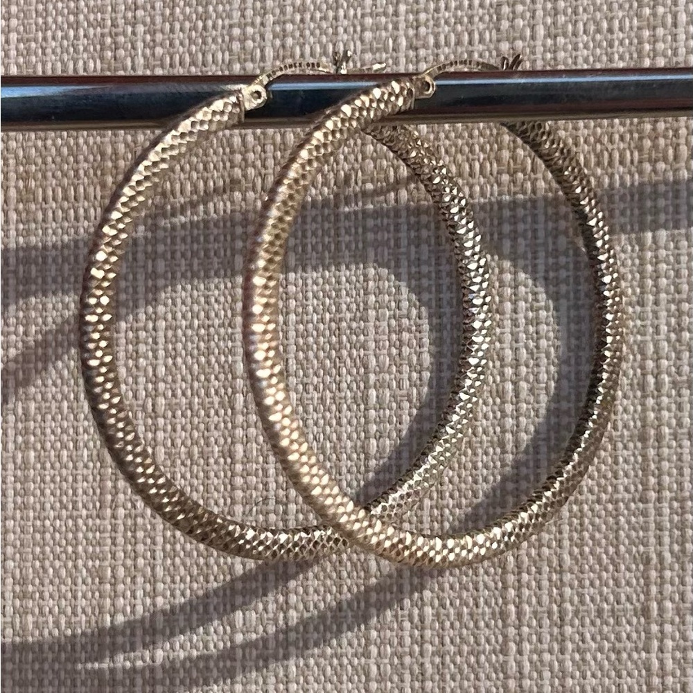 NWOT Sterling Silver Textured Hoop Earrings